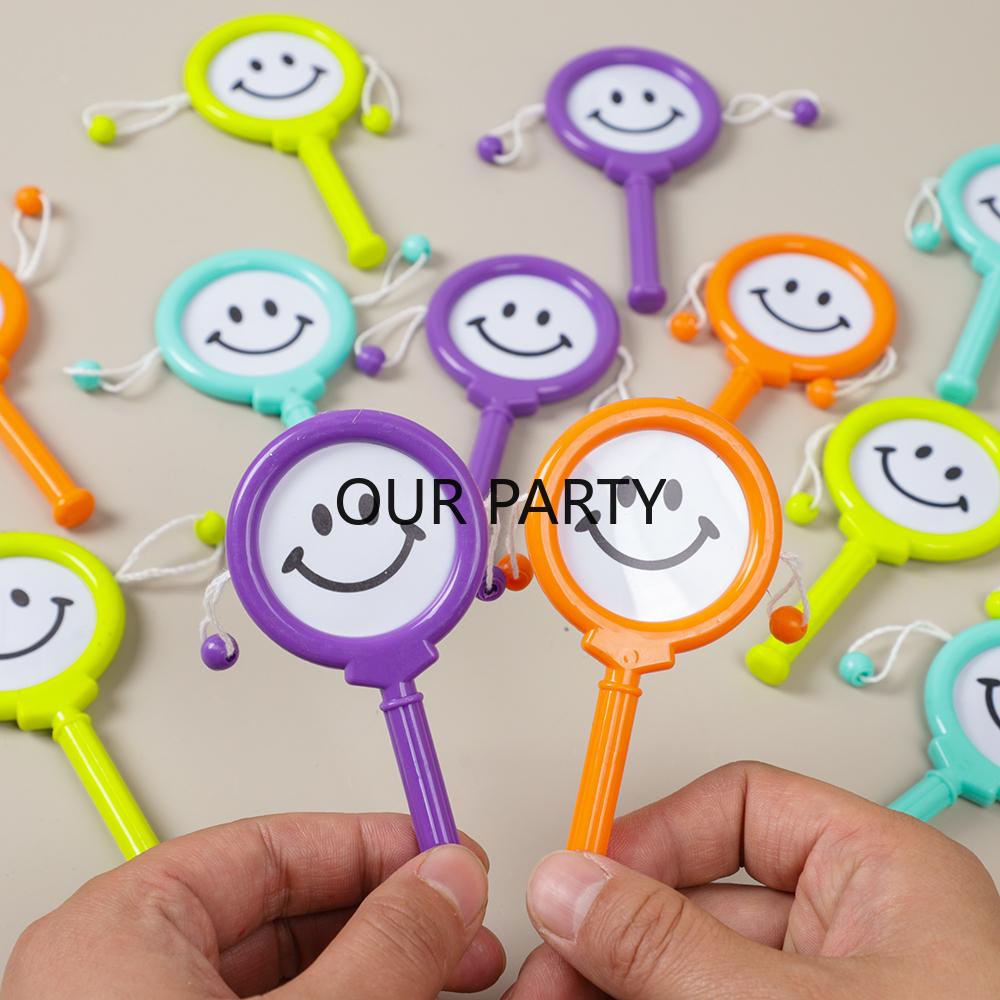 

20Pcs Cute Mini Smile Plastic Handbell Rattle Drum Instrument Toys for Kids Birthday Party Favors Baby Shower Gifts Goodie Bag