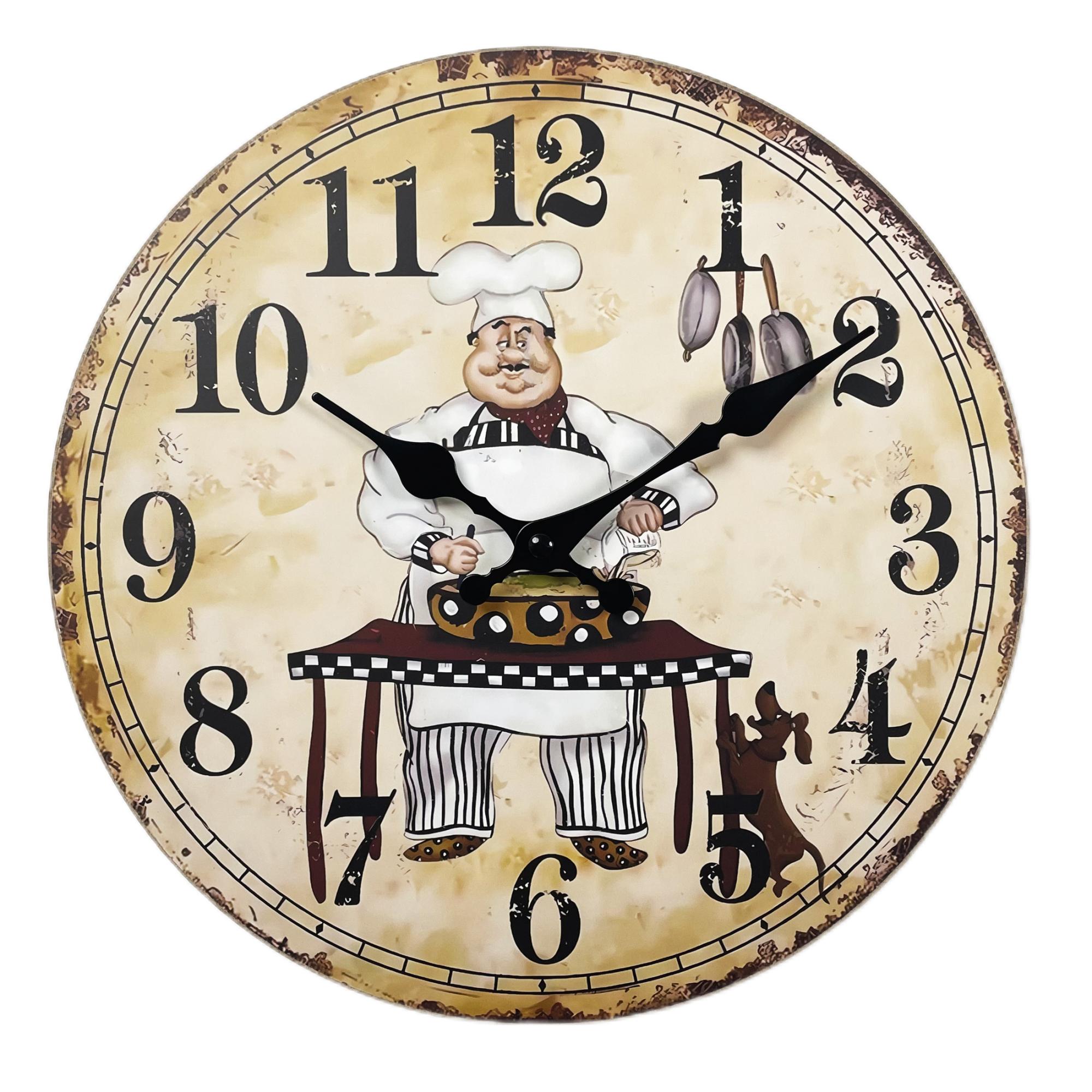 High-Quality Retro High-Quality Chef High-Quality And High-Quality Dog High-Quality Wooden High-Quality Wall High-Quality Clock High-Quality Living (as the picture,10Inch)