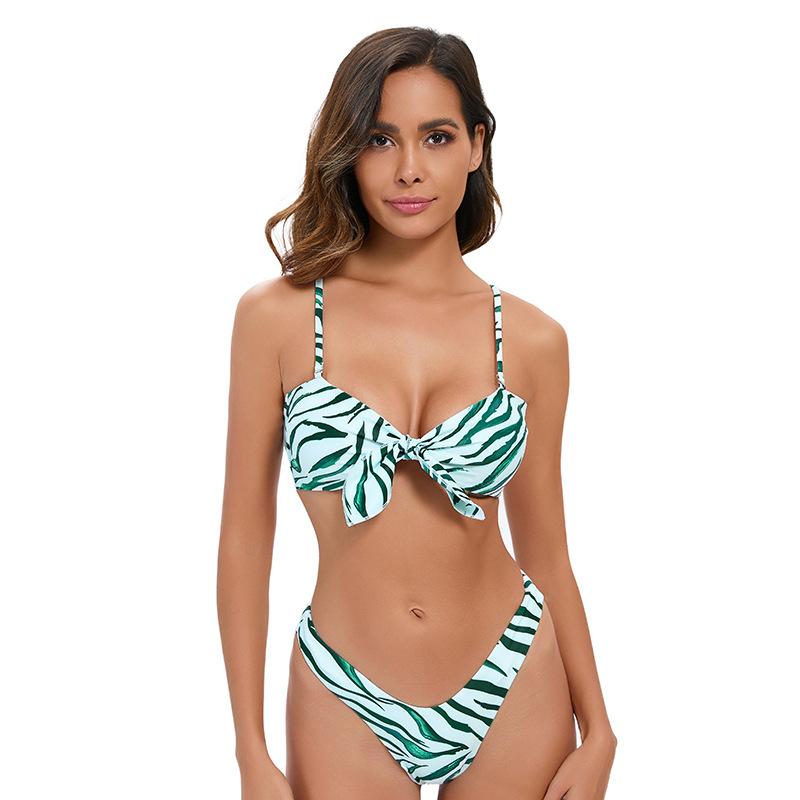 Striped triangle bikini women s straps split swimsuit European and American sexy backless beach swimsuit S