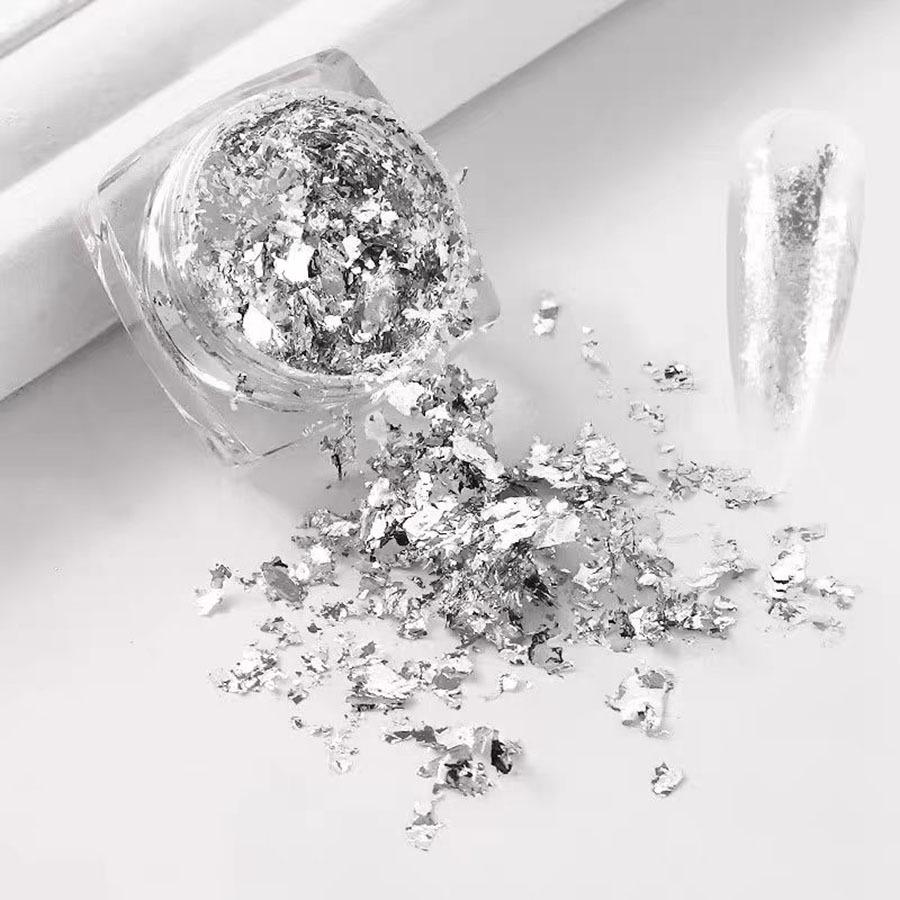 

Золотая и серебряная фольга, пайетки для нейл-арта - листы для DIY декора гель-лаком