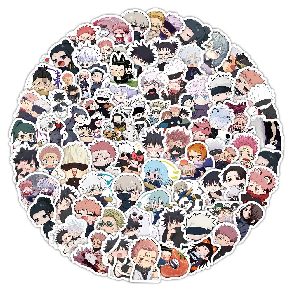104Pcs Chibi Jujutsu Kaisen Characters Graffiti Stickers Waterproof Decals Stickers For Laptop Phone Thermos Stickers Kids Gift