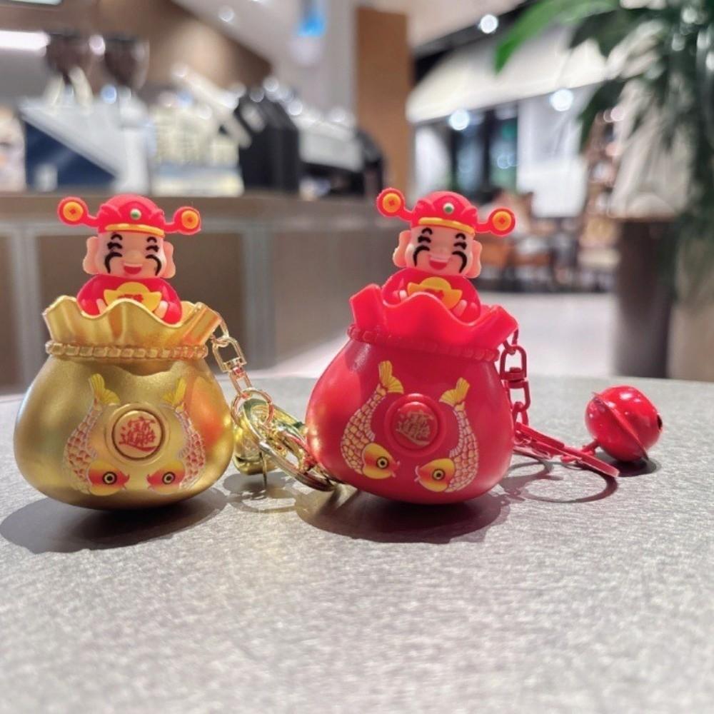 Blessing Bag Wealth God Voice Keychain Chinese New Year God of Longevity Pendant  Car Key Pendant