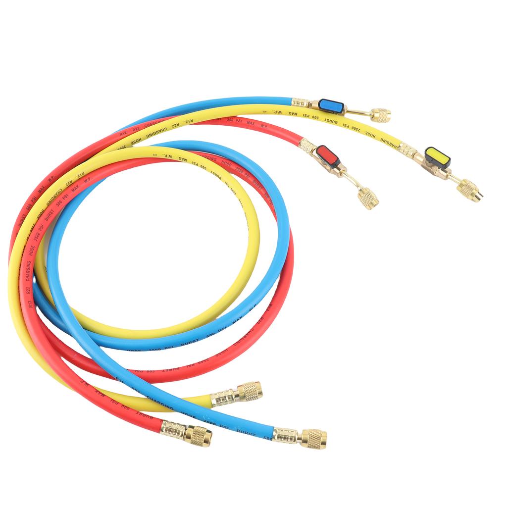 Refrigerant Charging Hose Apply to R12 R22 R502 Refrigerant Air Conditioning Manifold Gauge 1 4 Thread Hose Set (Pack
