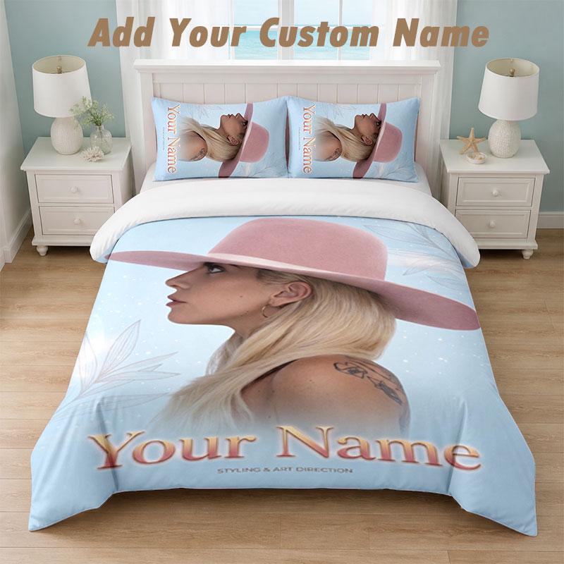 Bedding Set 1 Duvet Cover 2 Pillowcases Lady Gaga Print Soft Bed Linen Bedroom Decor