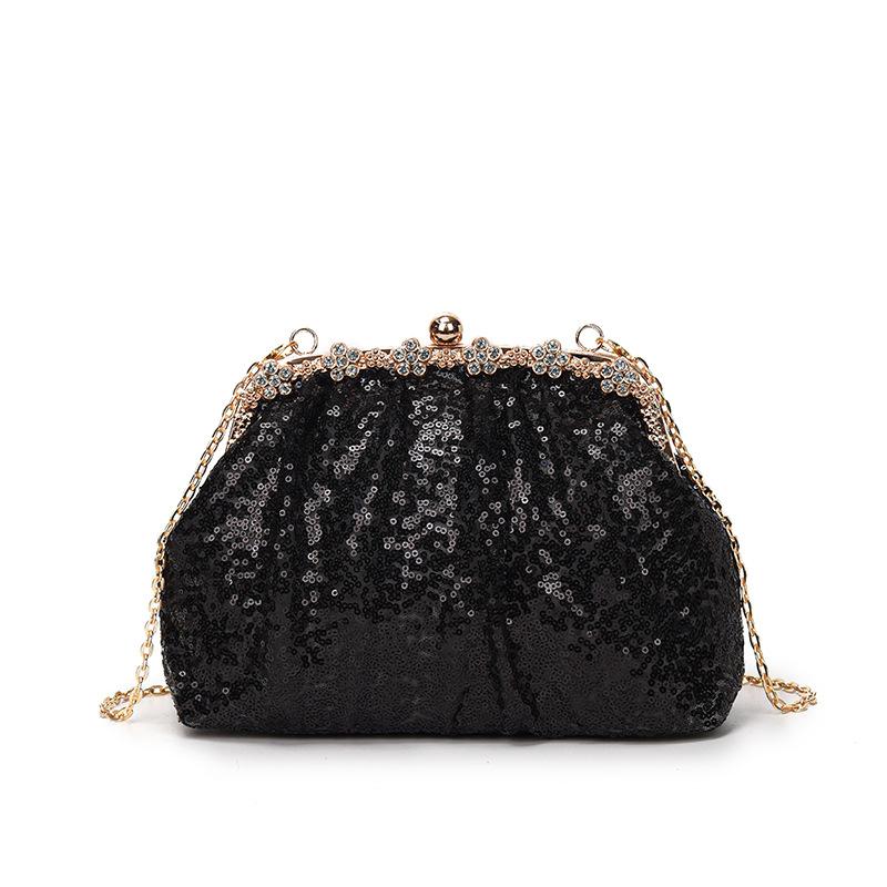 2025 New Temperament Light Luxury Celebrity Holding Dinner Bag Trendy Fashion High Sense Sequined Chain Messenger Bag