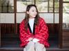 Tayutaf Hanten Made in Japan Padded One Size Fits Most Gift for Day or Respect for the Aged Day Grid Red and Women's Kurume-woven (Haten) - - - -