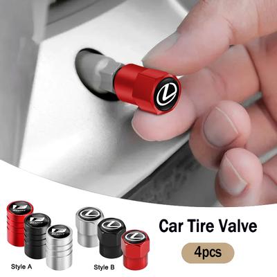 4Pcs Car Styling Metal Wheel Tire Valve Caps Dust Accessories For F SPORT Plug-in Hybrid ES UX 300e GX LBX NX RX 350h 450h