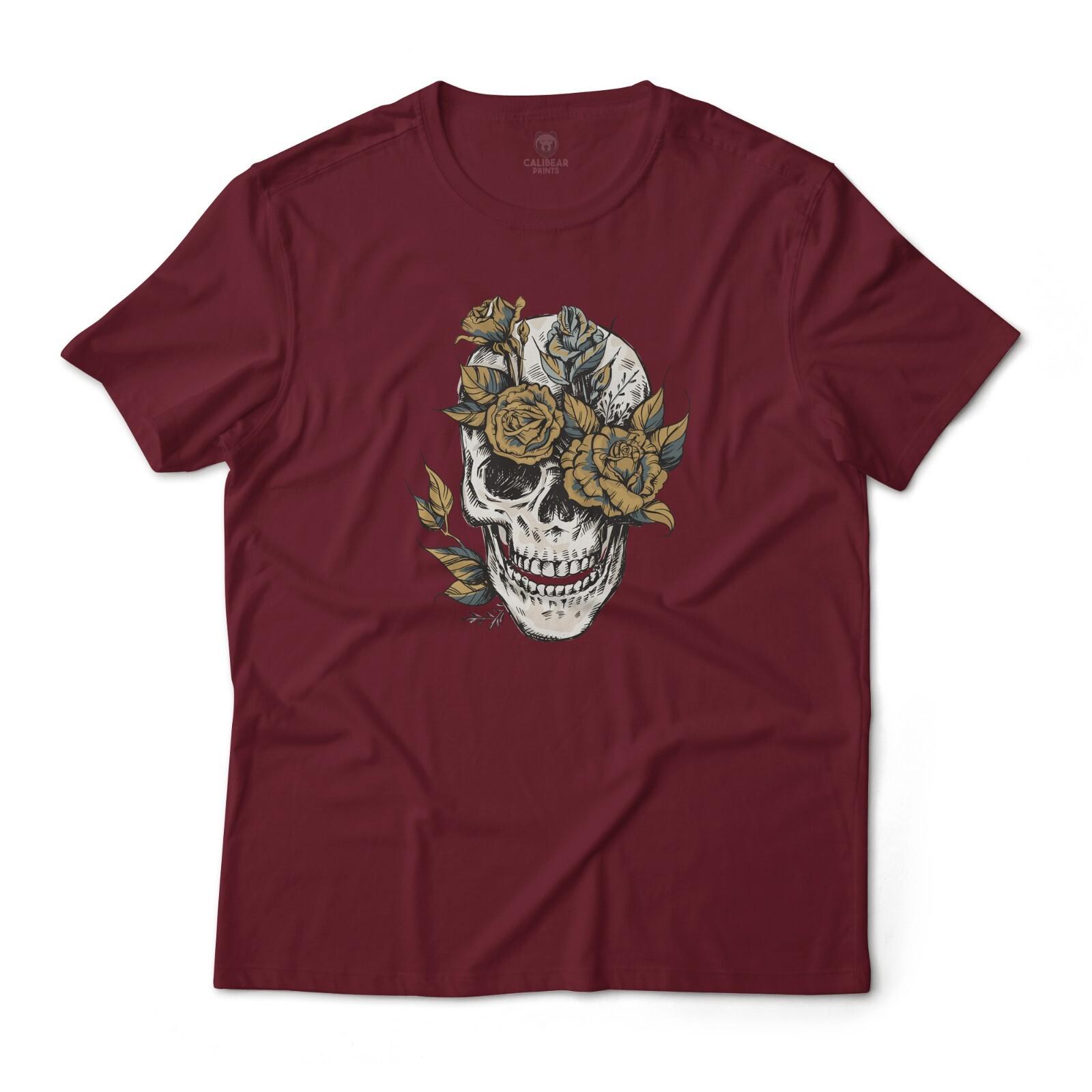 Flowers in Skull Aesthetic Skull Art Graphic T-Shirt Unisex Lightweight Cotton S разноцветный