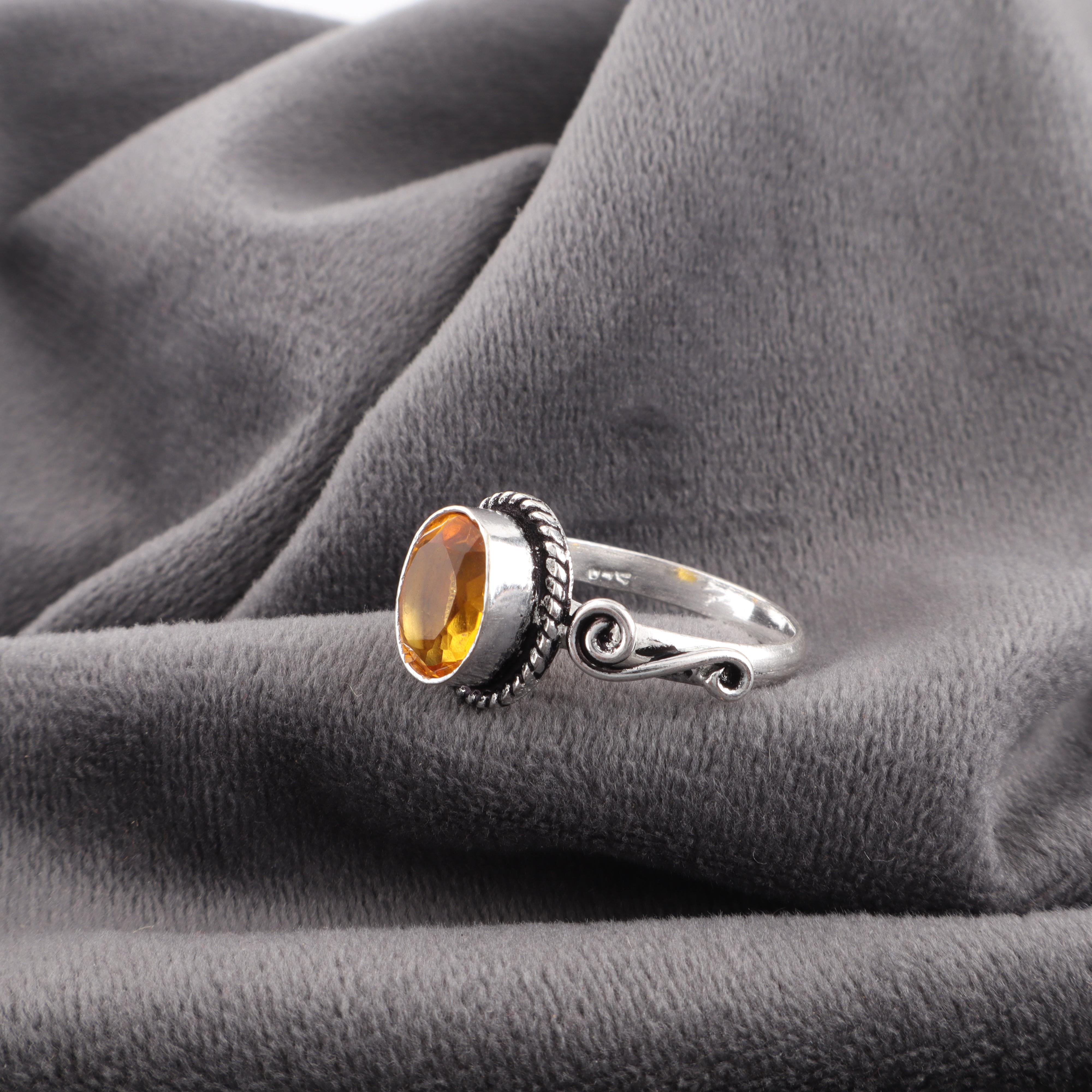 

Украшения с цитрином, Кольцо из стерлингового серебра 925 пробы, Кольцо ручной работы с драгоценным камнем ко Дню памяти 12 оранжевый