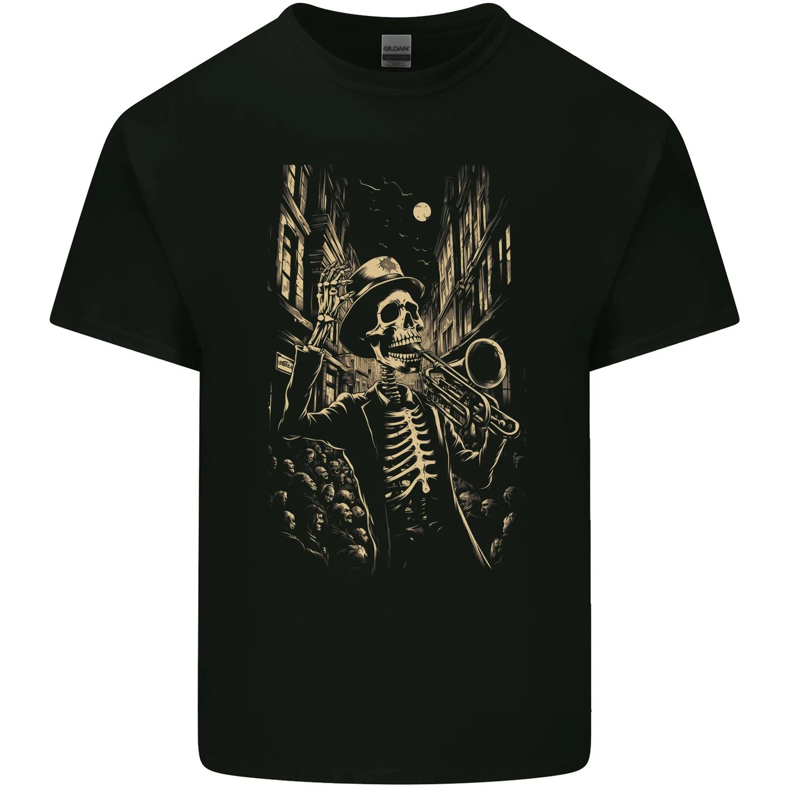 Day of the Dead Skeleton Trumpet DOTD Skull Kids T-Shirt Childrens L