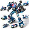Superheld Mecha Stein Spielset 6in1 Verwandlungs Roboter Stein Spielset Auto Stein Spielset Spielset DIY Kinder Weihnachtsfeiertagsgeschenk