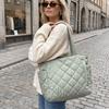 Large Capacity Rhombus Quilted Shoulder Bag Lightweight Tote Bag Minimalist Handbag  Casual Wear