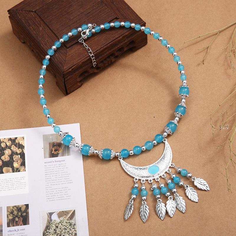 1PC Long Chain Ethnic Style Hair Jewelry Headpieces Forehead Dancing For Women Leaf Tassel Necklace Bohemia Headwear