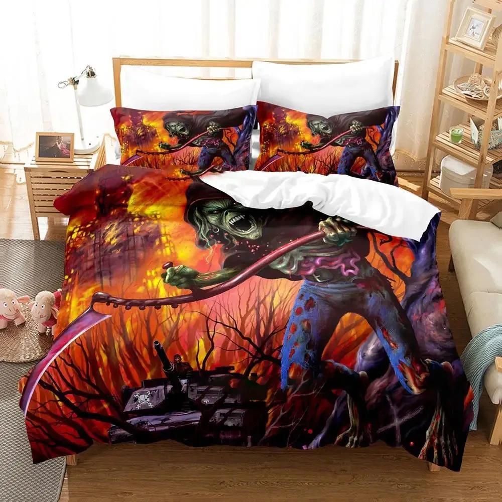 Heavy Metal Anime Duvet Cover Set for Adults Boys Bedroom Bedding Set Queen King Size Luxury Boys Bedding Set