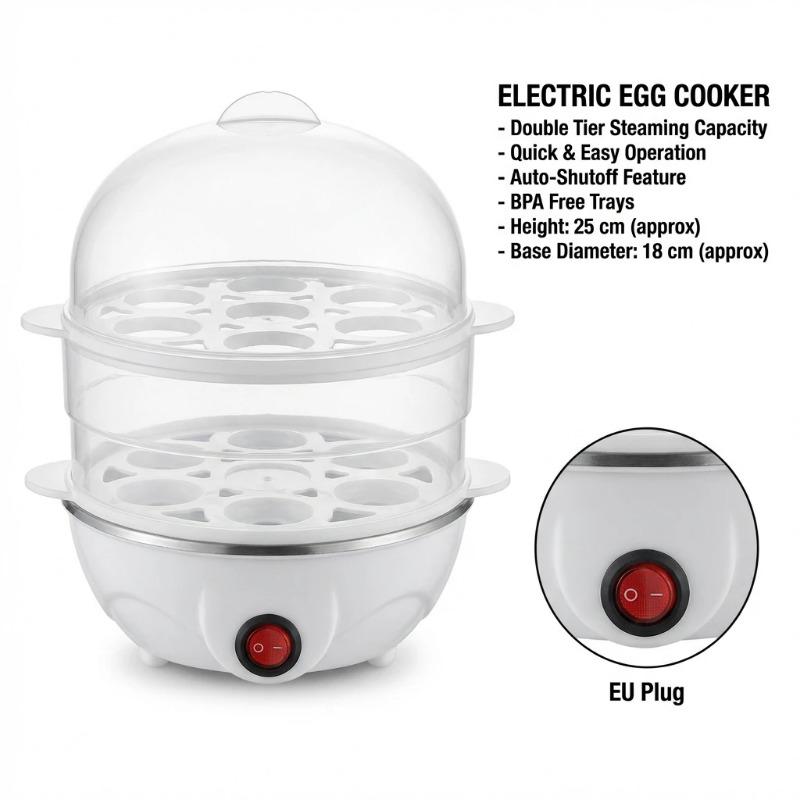 Double Layers Electric Egg Boiler Multifunctional Breakfast Cooking Machine Mini Egg Steamer Poacher Kitchen Accessory