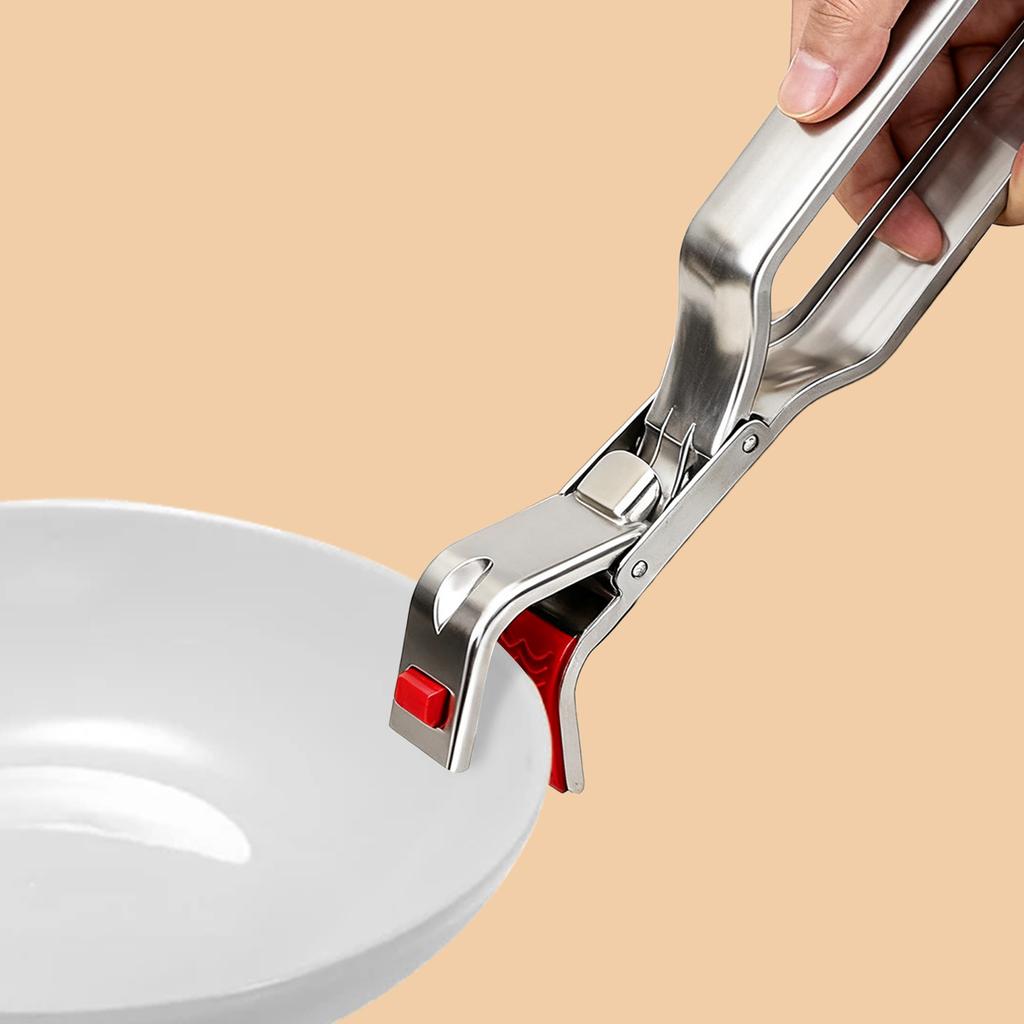 Heat Resistant Kitchen Bowl Tongs with Non-Slip Grip for Plates Dishes Steam Stainless Steel Utensil