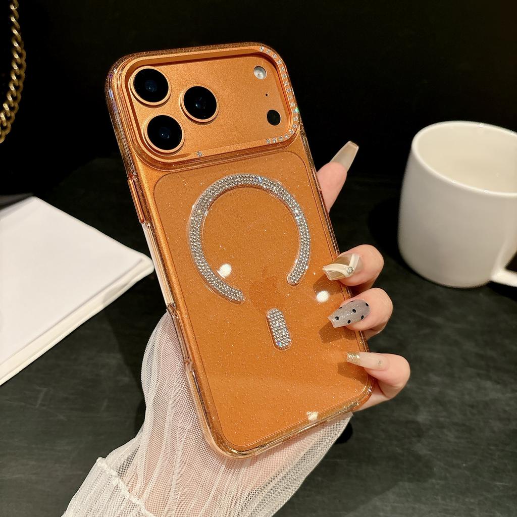 Glitter Diamante di Lusso Per Custodia Magsafe Per iPhone 17 Pro Max Plus Air Trasparente TPU Morbido Ricarica Wireless Antiurto Per iphone 15 16 Plus Cover