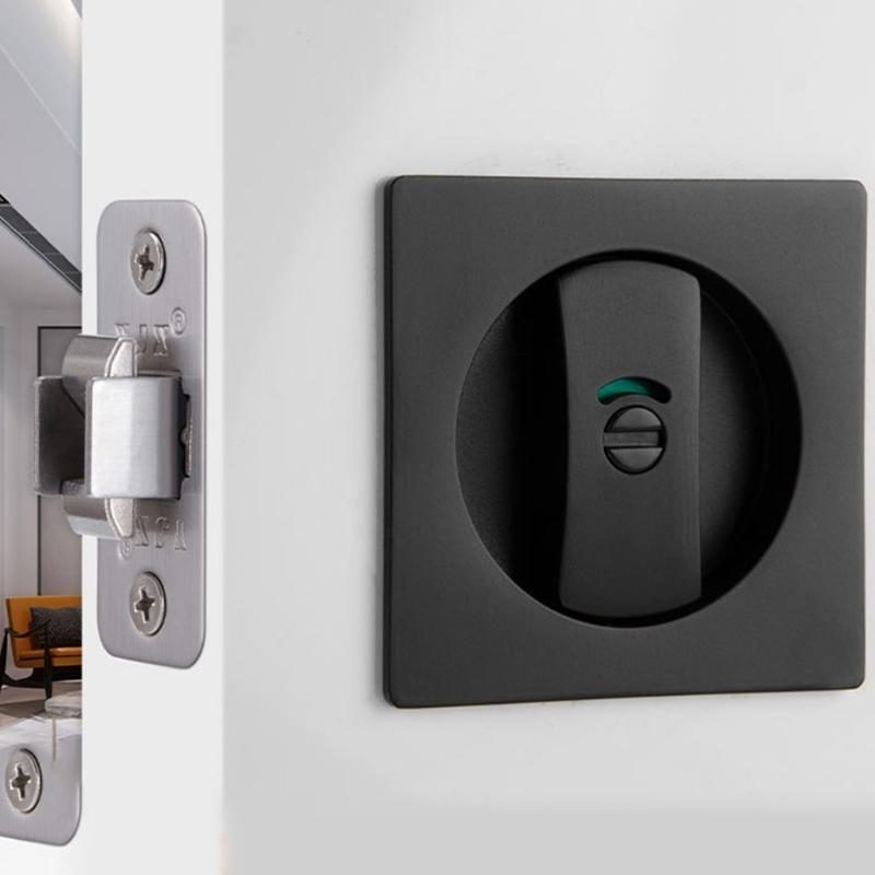 Contemporary Pocket Door Hardware Featuring Privacy Lock Latches Interior Sliding Door Lock Easy To Use for Square Door