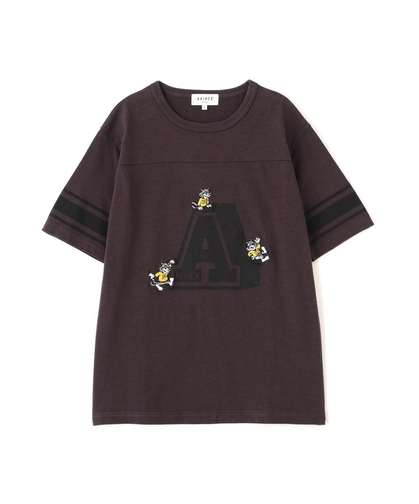 AVIREX NUMBERING TOM CAT T-SHIRT Ladies Short Sleeve Logo Topps F Size 410 Charcoal 783-6135603