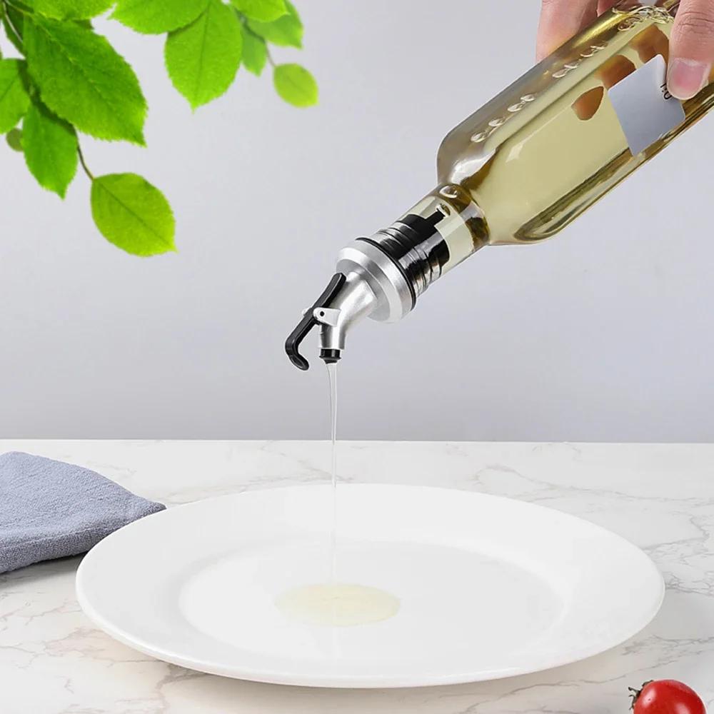 1/6PCS Oil Bottle Stopper Rubber Lock Plug Seal Leak-proof Food Grade Plastic Nozzle Sprayer Wine Vinegar Spouts Kitchen Tools