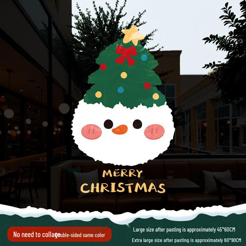 Christmas Santa Claus Window Cling Sticker - Mall Decor Scene, Static Glass Sticker for Door and Window