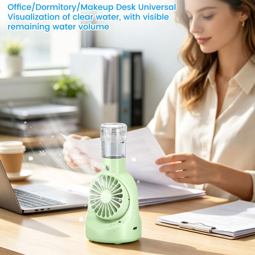 F6 Fan with Desktop, Handheld and Neckband Modes, USB Rechargeable Spray Fan with Lanyard