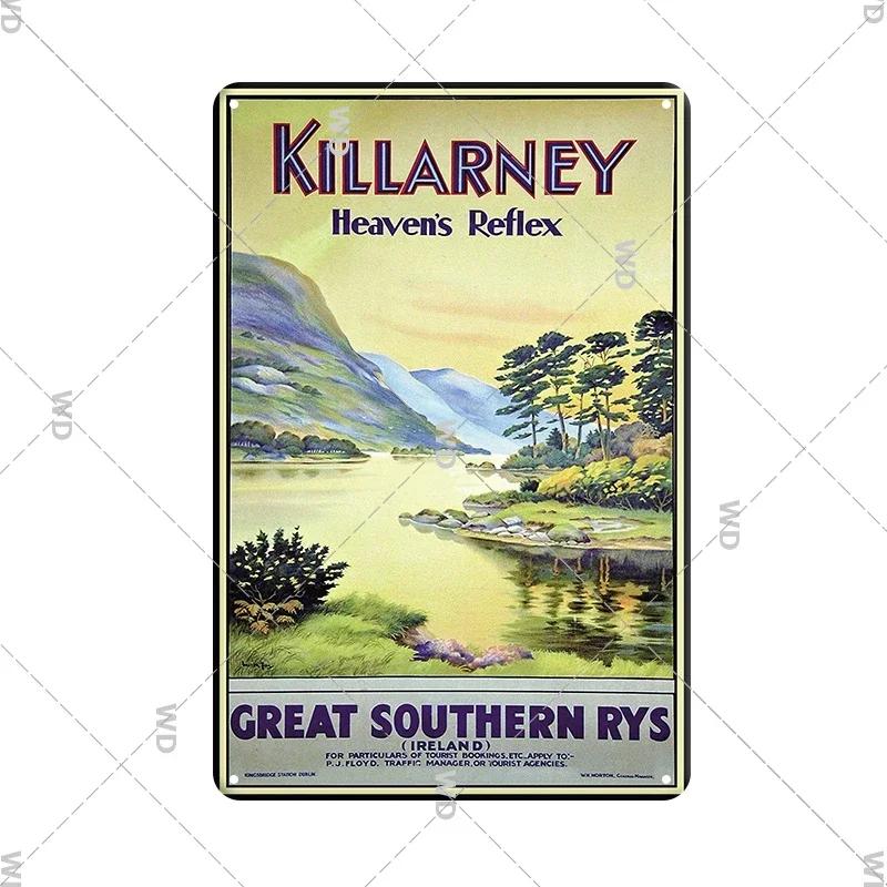 Irland Dublin Stadsvy Vintage Retro Metallplåt Skylt Dekorativ Tallrik för Hem Klubb Vägg Gåva