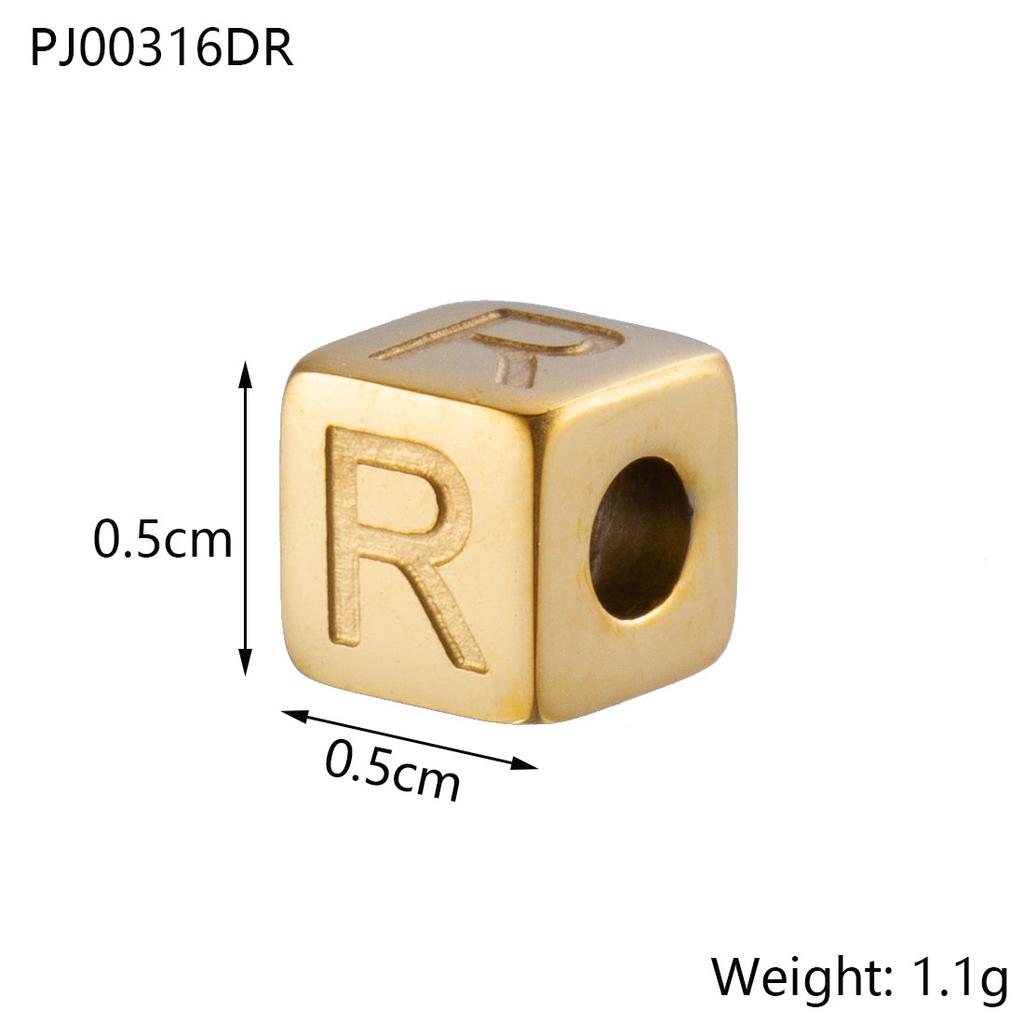 CARLIDANA Stainless Steel Square Charms A-Z Letter Loose Spacer Beads Pendant DIY Bracelet Necklace Jewelry Making Accessories