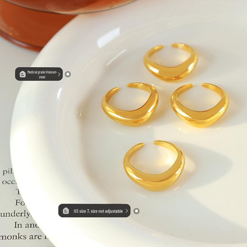 Elegant Gold-Plated Irregular Opening Ring – Simple, Personalized Light Luxury Jewelry for Women