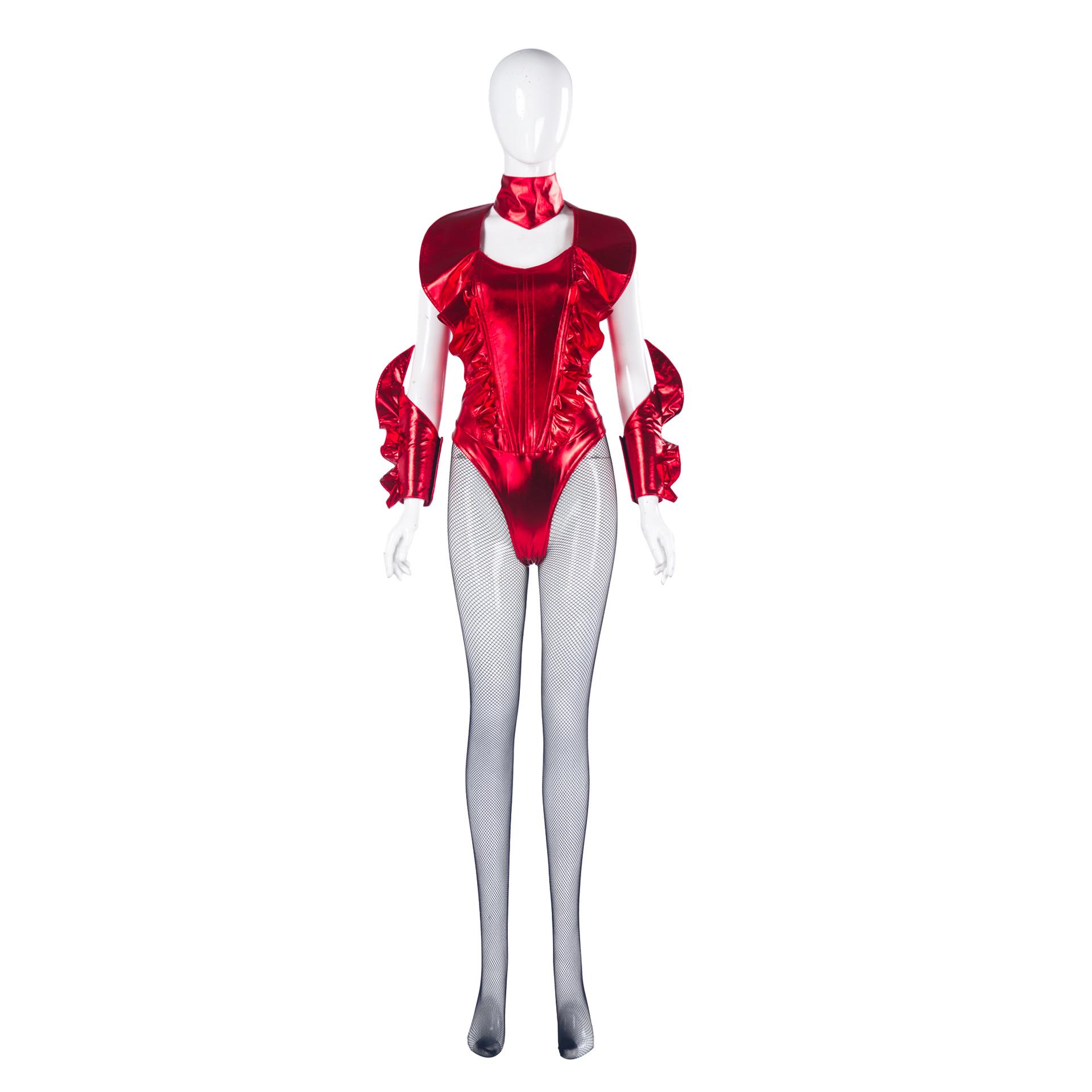 

Perilous Smile Women s Red Singer Stage Cosplay Costume - Halloween Edition 3X Large