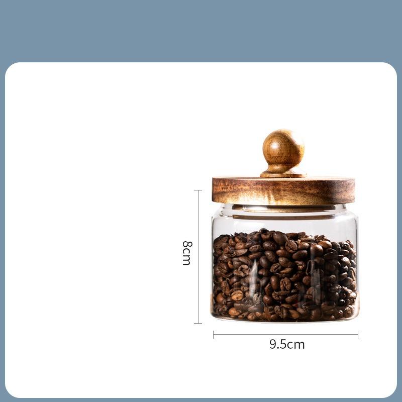Food grade glass sealed jar wooden lid moisture-proof jar glass storage jar home tea jar wholesale storage jar