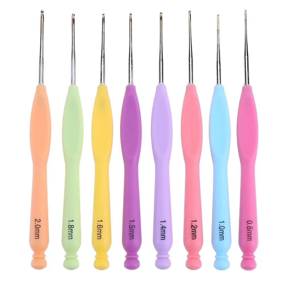 Aluminum Knitting Needles Set TPR Soft Handle Crochet Hooks Needles Comfortable Grip with Storage Bag for Sewing Weave Tool