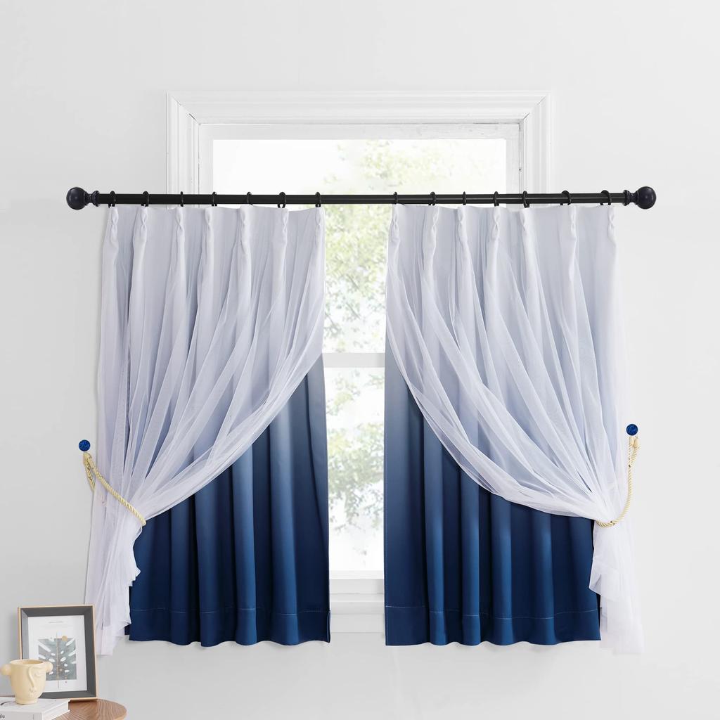 NICETOWN Gradient Drape Double Princess Width Length Set of 2 Curtains, Dividers, Layer, Stylish, Romantic, Thick, Style, Windproof, Warm, Bedroom,