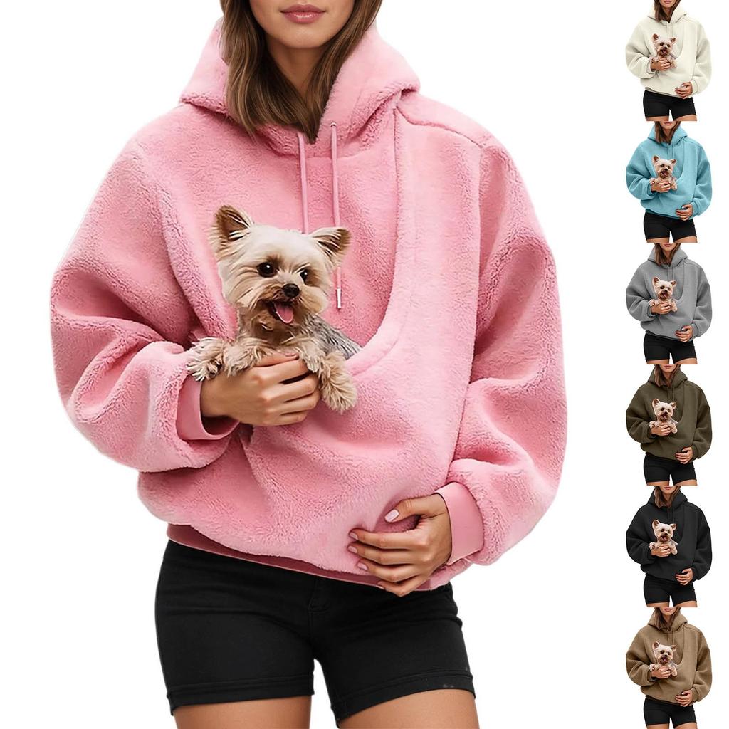 Pocket Style Pet In One Double-sided Plush Loose Fitting Hooded Sweatshirt For Both Men And Women