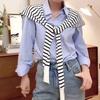 Striped Shoulder Protection Scarf Lightweight Fake Collar Trendy Warm Shoulder Wrap  Spring Autumn