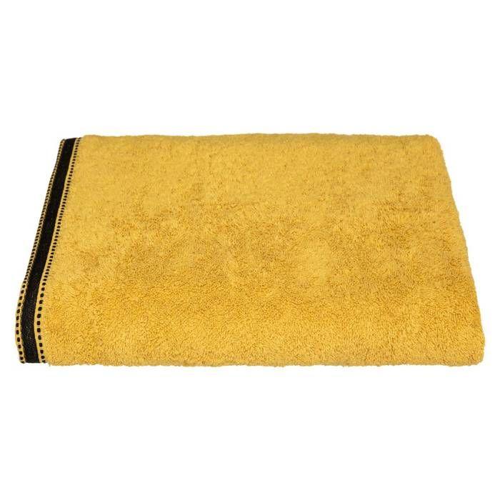 Drap de bain "Joia" coton jaune moutarde 100x150cm - Atmosphera createur d'interieur