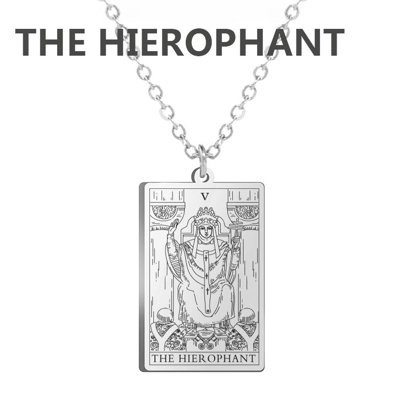 LIKGREAT Tarot Card Necklace Major Arcana Tarots Stainless Steel Necklaces Divination Jewelry Birthday Gift for Women Men