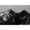 Chinese Size Style RL Top Layer Oil Waxed Cowhide Real Leather Jacket Men Stand Collar Brown Motorcycle Coat Men's Biker Jacket Spring Autumn