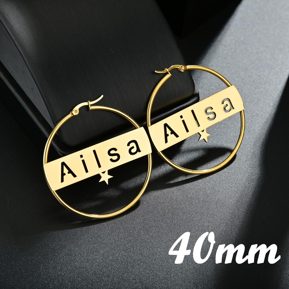 Atoztide Personalized Name Stainless Steel Letter Earrings For Women 3 Color Custom Name Cricle Earrings Weddings Party Jewelry