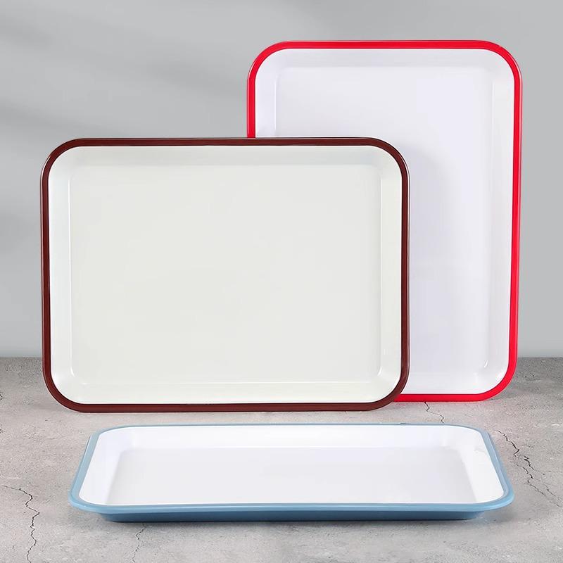 Kaibaiya Rectangular Melamine Tray: Versatile Plastic Tray for Appetizers, Tea, Meals, and Breads