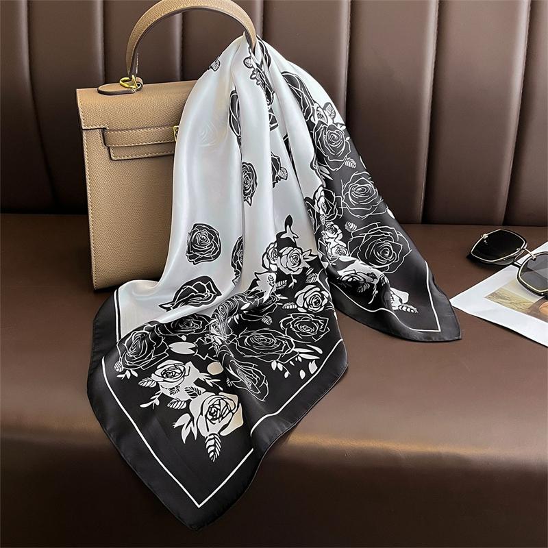 Luxury Horse Print Female Silk Neck Scarf Square Hair Scarves Foulard Head Band Shawls Wraps Neckerchief Bandana Women