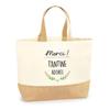Jute Bag / Tote Bag - PLANETEE - Thank You Dear Aunt - Natural Jute - Multicolored Print - Made In France