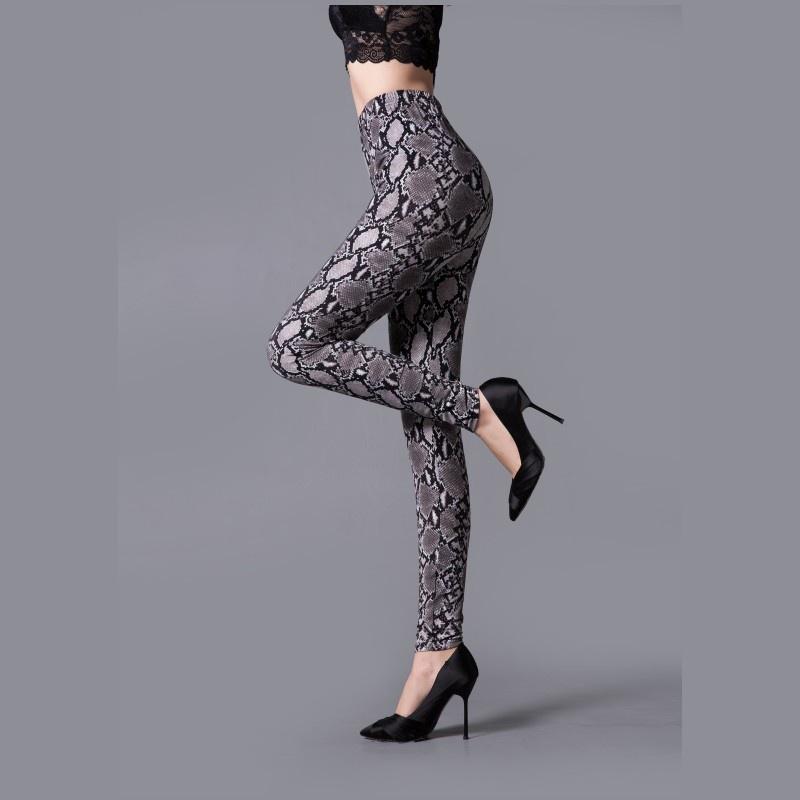 Skinny legíny s potiskem hadí kůže Leopard Slim kotníkové kalhoty jedné velikosti