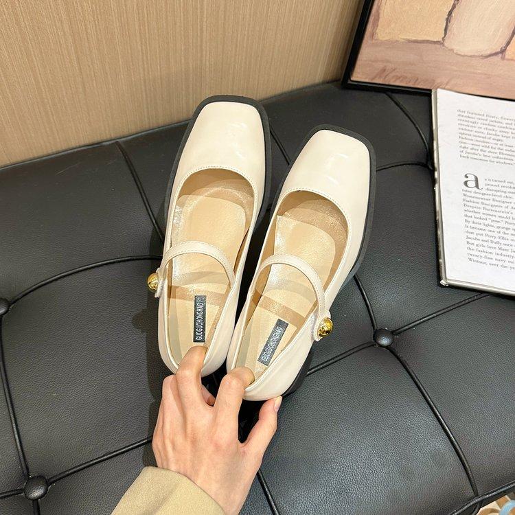 Fashion 2025 Women Mid-heel 5.5CM New Summer High-heeled Shoes French Style Back Female Thick Heel Square Toe Mary Jane Shoes