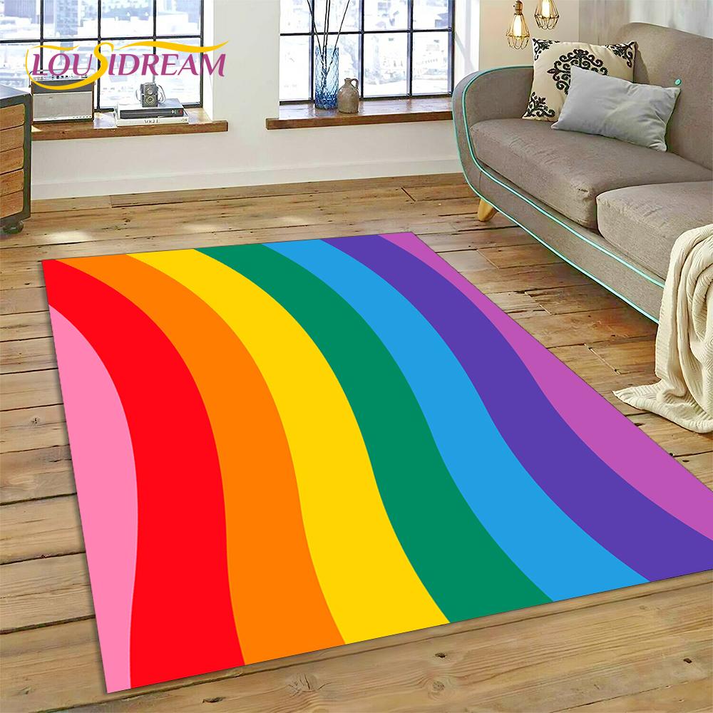 Rainbow 3D Colour Illusion Cartoon Rug Carpet for Living Room Bedroom Home Decor,Floor Mat Non-slip Decoration for Sofa Doormat