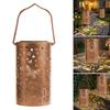 Decorative Garden Lights Solar Powered Outdoor Lanterns Waterproof Metal Floral Pattern Warm Glow Ambient Light for Patio Walkway Decor