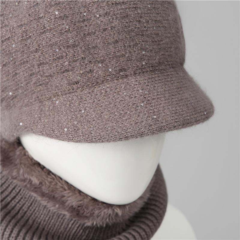 Women's Autumn Winter Warm Knit Hat Thickened Milk Duck Tongue Hat Rabbit Fur Hat for Middle-Aged and Elderly People