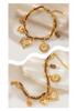 18K Gold-Plated Stainless Steel & Suede Leather Double-Layer Bracelet with Heart and Sun Crystal Pendant Charm