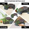 Resin Reptile Hide Cave,Leopard Gecko Cave Hideout Reptiles Habitat Tree Stump Decor Lizard Tank Climbing Ramp Basking Platform Accessories for Gecko