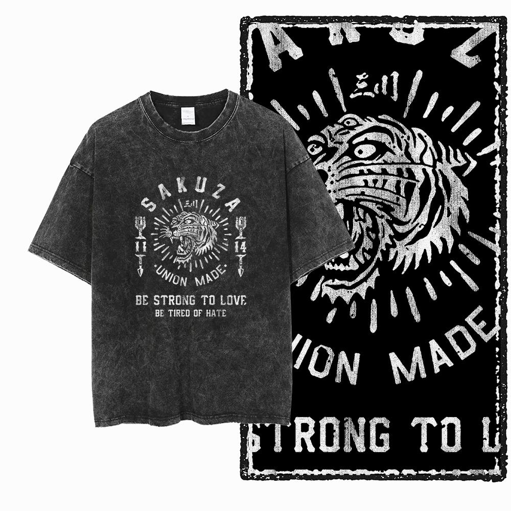 DI TIGER Printed Cotton Acid Washed Exclusive Graphic Unisex T Shirt Cool Vintage Streetwear Men Tshirts Big Size Tee for Men